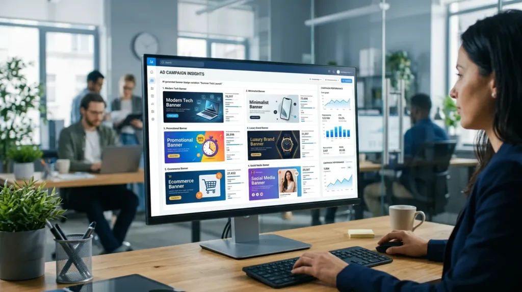 AI Banners generating multiple banner style variations for advertising campaigns