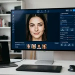 AI Retouch enhancing portrait photos while preserving natural skin texture and realistic details