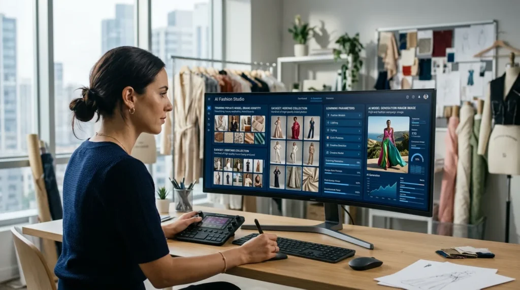 Custom AI Brand Models generating consistent fashion photos with AI-generated models for ecommerce