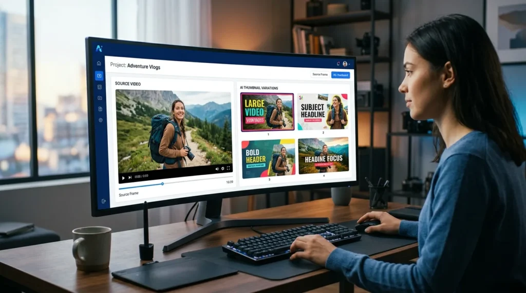 AI generating multiple thumbnail variants for A/B testing and performance optimization
