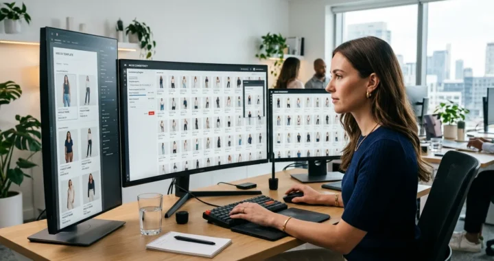AI Reusable Templates creating consistent fashion catalog layouts for ecommerce and lookbooks