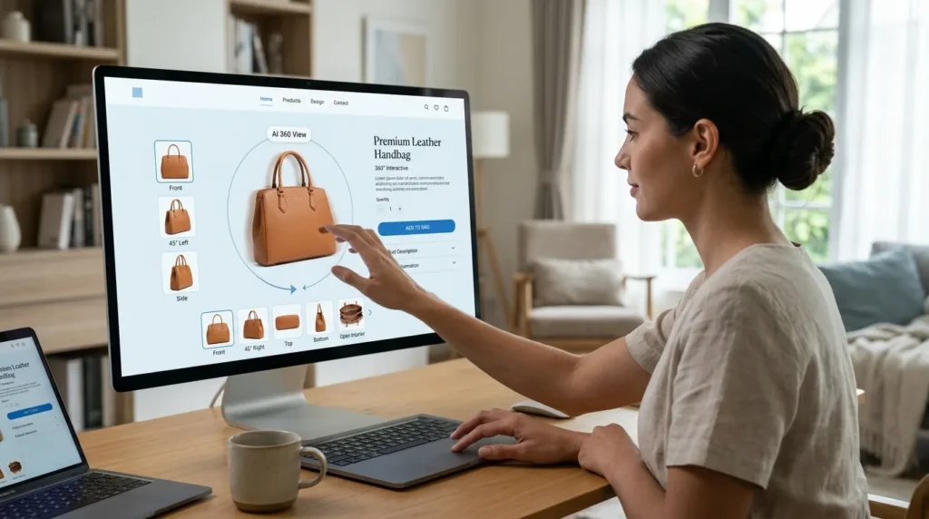 AI 360 Views displaying an interactive product from every angle to build buyer confidence
