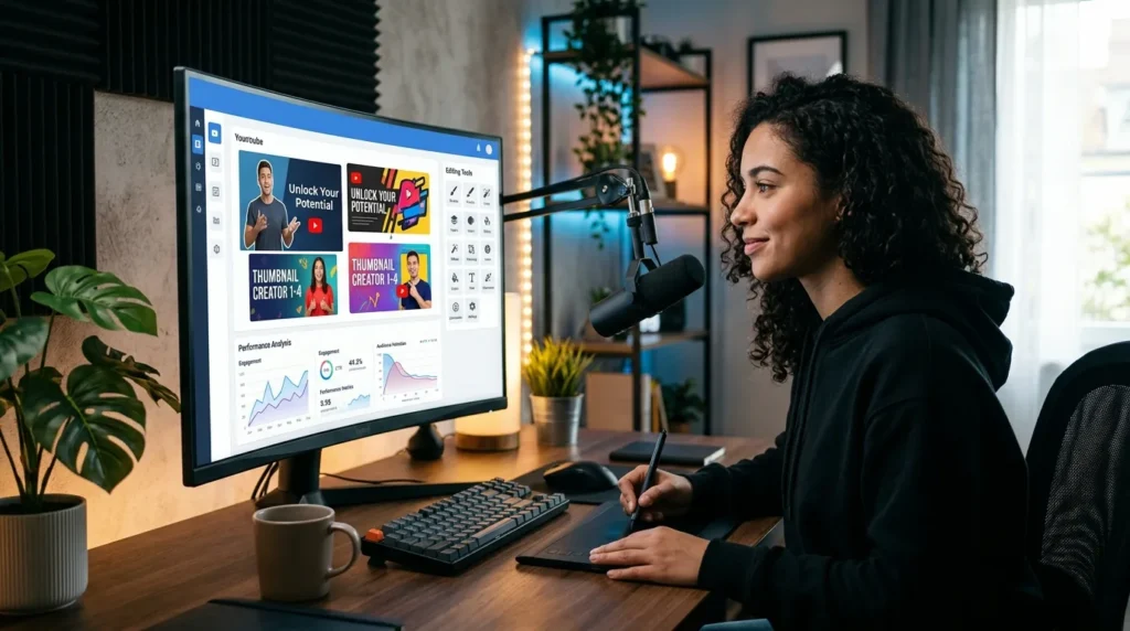 AI Thumbnails creating high-click video thumbnails for YouTube and social media content