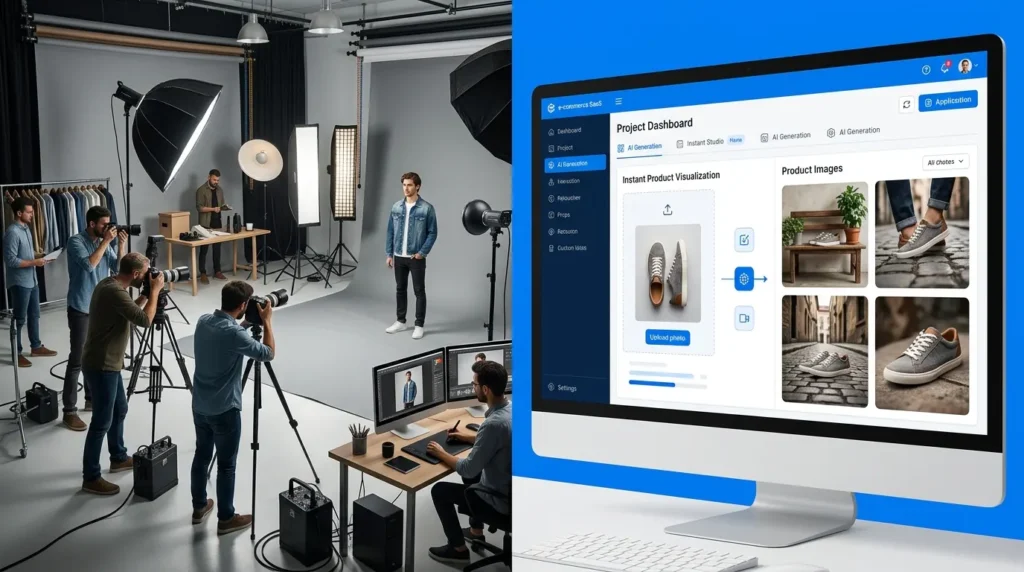 Comparison of AI product photography and traditional product photography for ecommerce