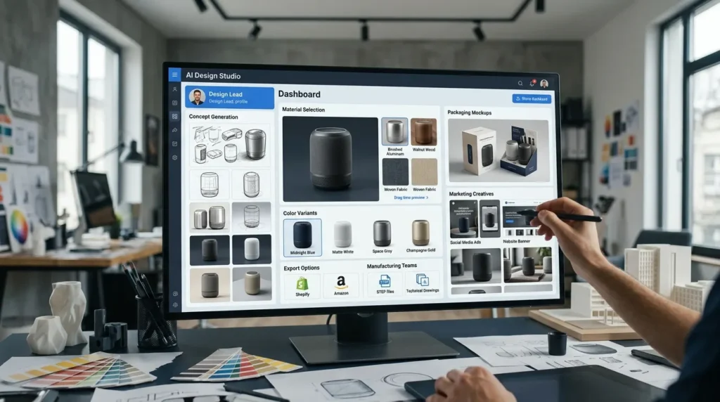 AI Product Design generating realistic product renders for ecommerce and product marketing
