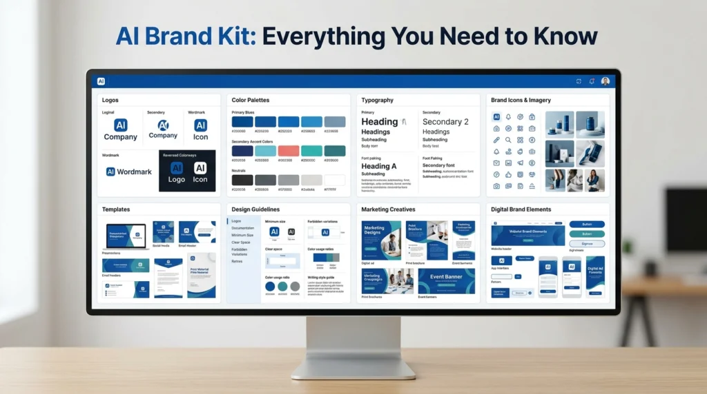 AI Brand Kit helping businesses organize brand assets and maintain consistent visual identity across marketing channels.