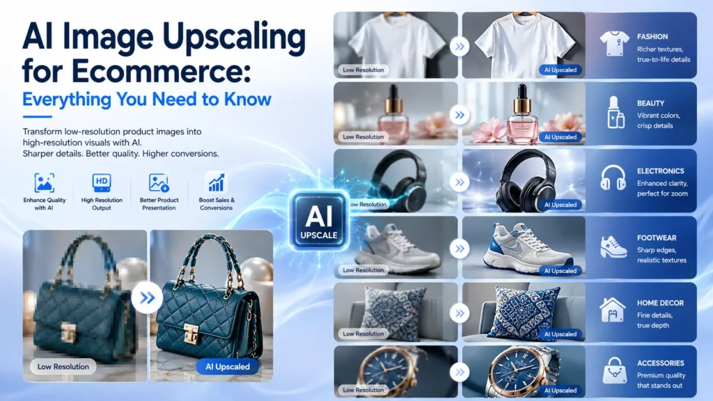 AI Image Upscaling for Ecommerce improving product image resolution and quality using artificial intelligence.