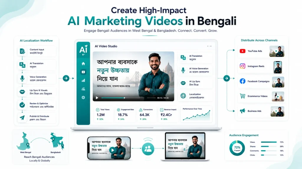 AI Marketing Videos in Bengali helping businesses create localized promotional videos using artificial intelligence.