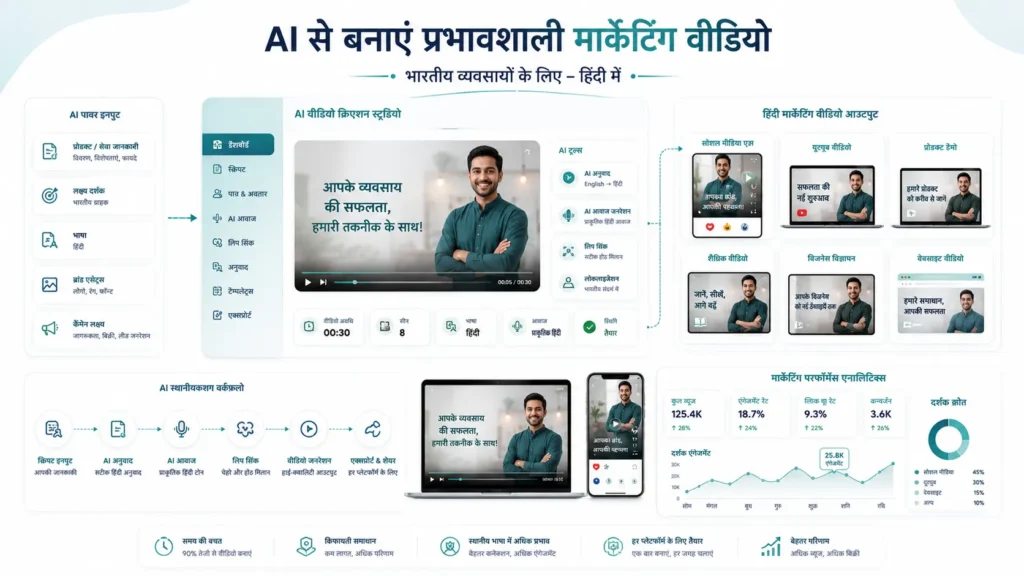 AI Marketing Videos in Hindi helping businesses create localized promotional videos using artificial intelligence.