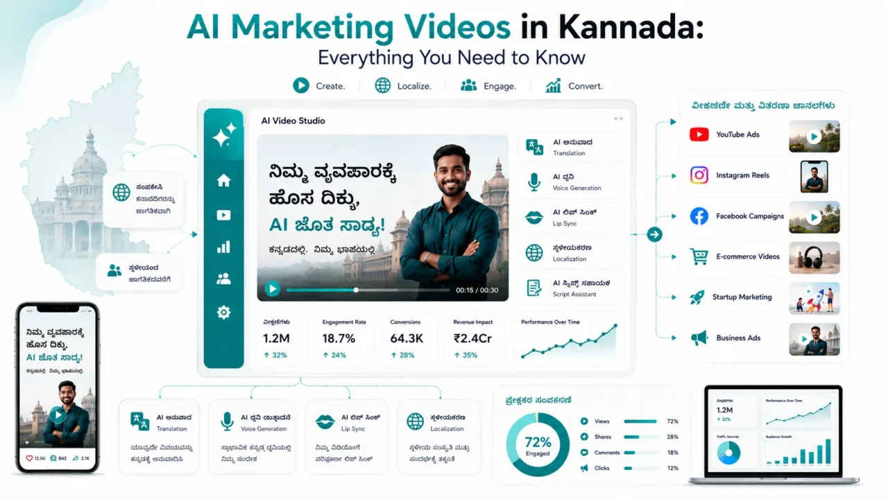 AI Marketing Videos in Kannada helping businesses create localized promotional videos using artificial intelligence.