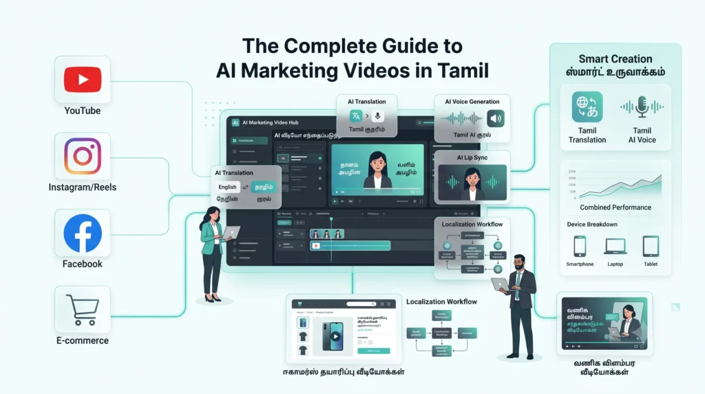 AI Marketing Videos in Tamil helping businesses create localized promotional videos using artificial intelligence.