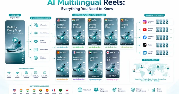AI Multilingual Reels helping businesses create localized short-form videos using AI translation and lip sync