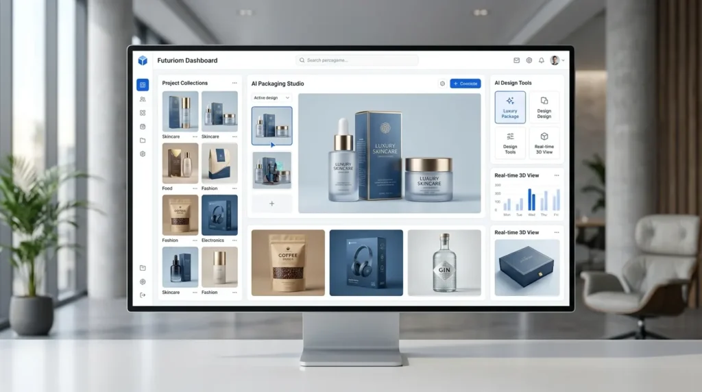 AI Packaging Design creating professional product packaging concepts and retail-ready packaging with artificial intelligence.