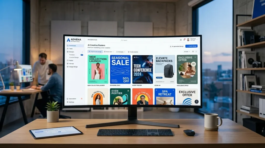 AI Poster Design helping businesses create professional marketing posters using artificial intelligence.