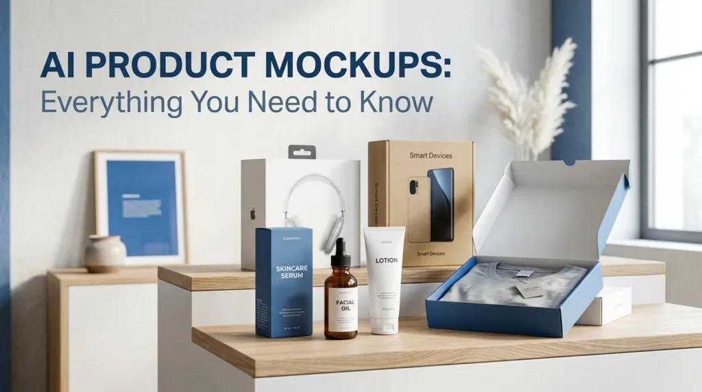 AI Product Mockups helping businesses visualize products, packaging, and branding concepts with artificial intelligence.