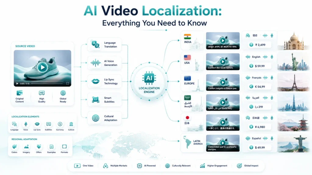 AI Video Localization helping businesses adapt multilingual videos for different languages, cultures, and global markets.