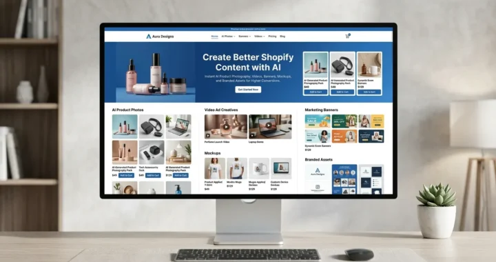 AI helping Shopify stores create professional product images, marketing creatives, and ecommerce content.