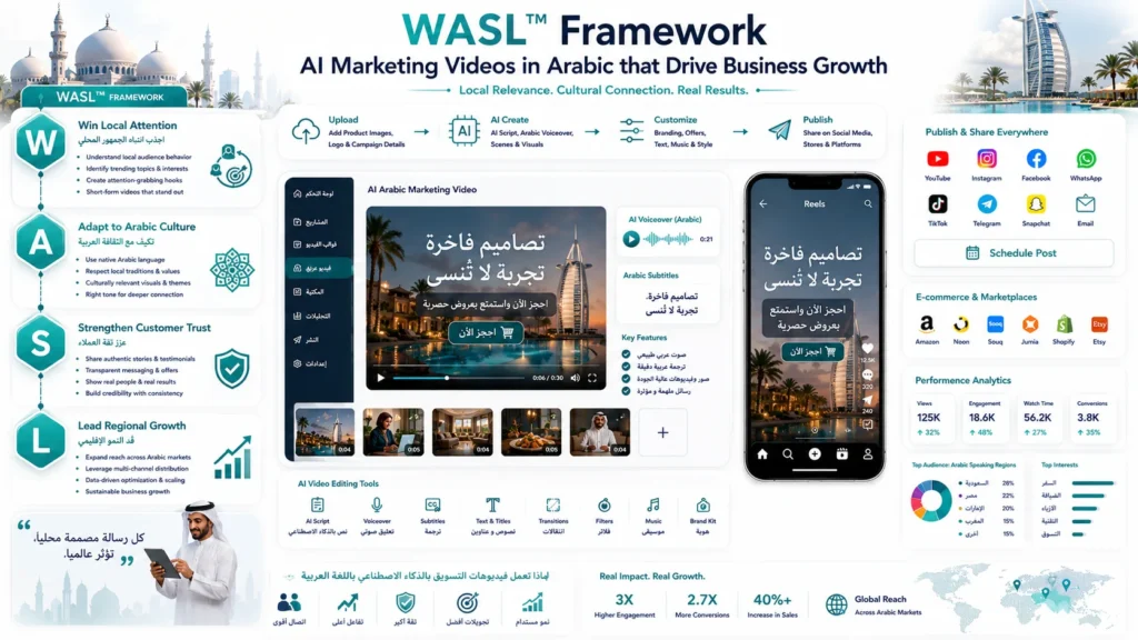 AI Marketing Videos in Arabic helping businesses engage Arabic-speaking audiences with localized video content.