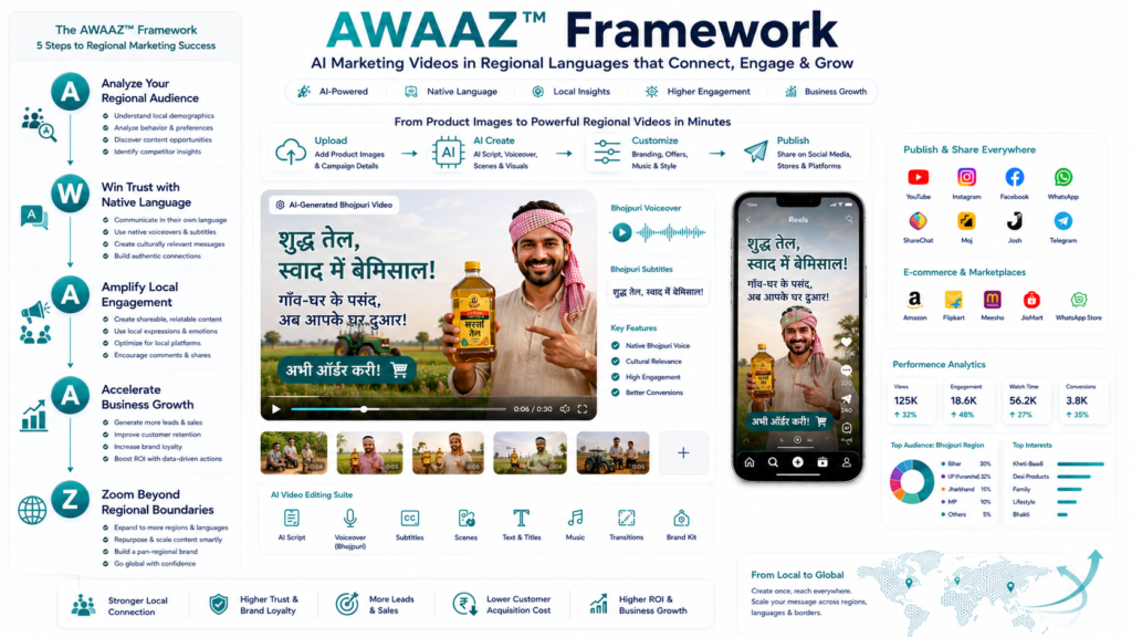 AI Marketing Videos in Bhojpuri helping businesses connect with regional audiences through localized video content.