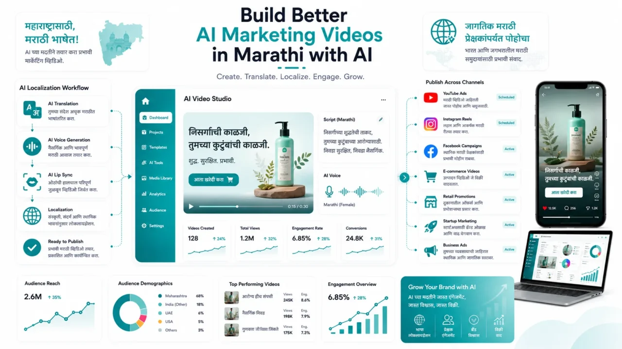 AI Marketing Videos in Marathi helping businesses create localized promotional videos using artificial intelligence.