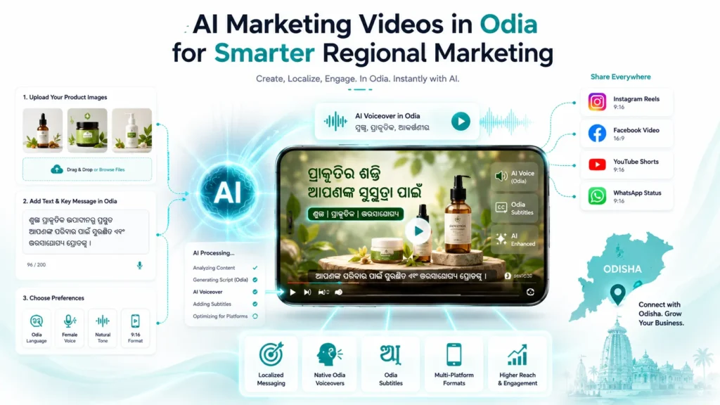 AI Marketing Videos in Odia helping businesses connect with regional audiences through localized video content.