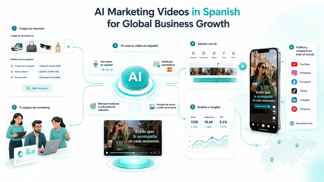 AI Marketing Videos in Spanish helping businesses reach global Spanish-speaking audiences through localized video content