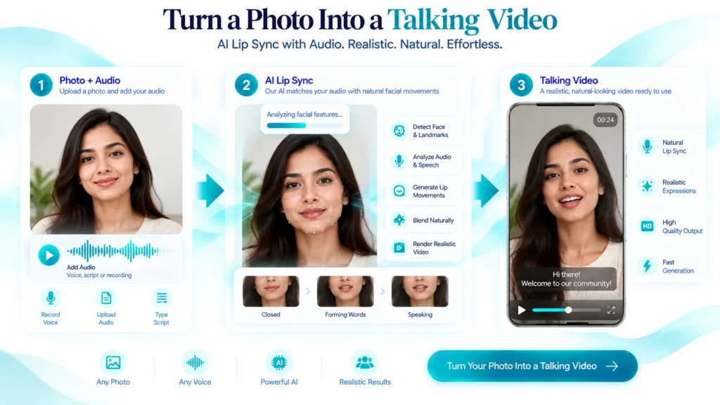 AI lip sync with audio turning a photo into a talking video