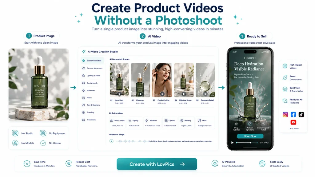 AI product video created from a product image without a photoshoot