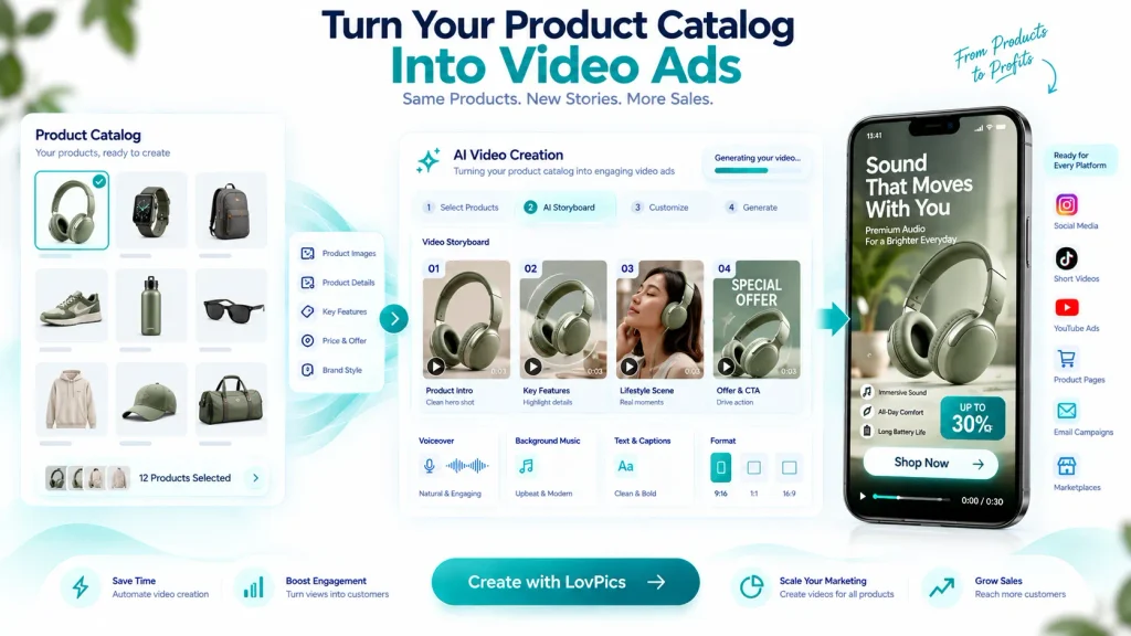 AI video ad created from ecommerce product catalog images