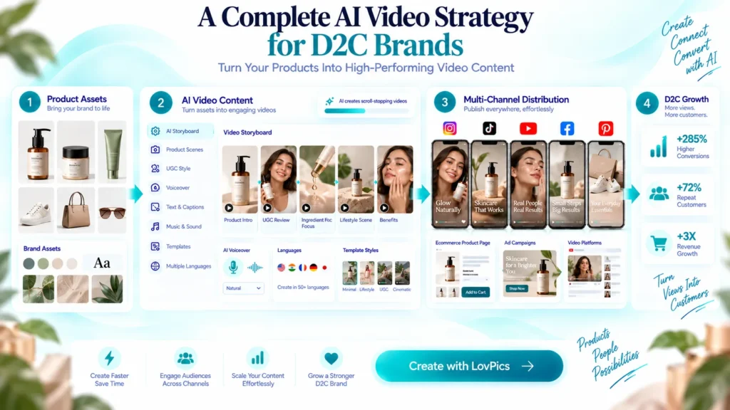AI video content strategy for D2C brands across ecommerce and marketing channels