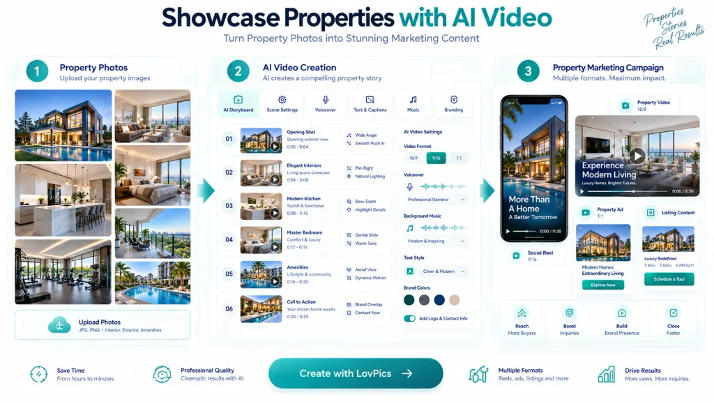 AI video marketing for real estate property showcases