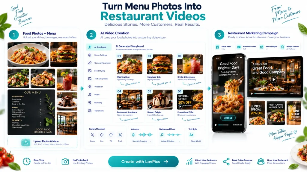 AI video marketing for restaurants and menu promotion