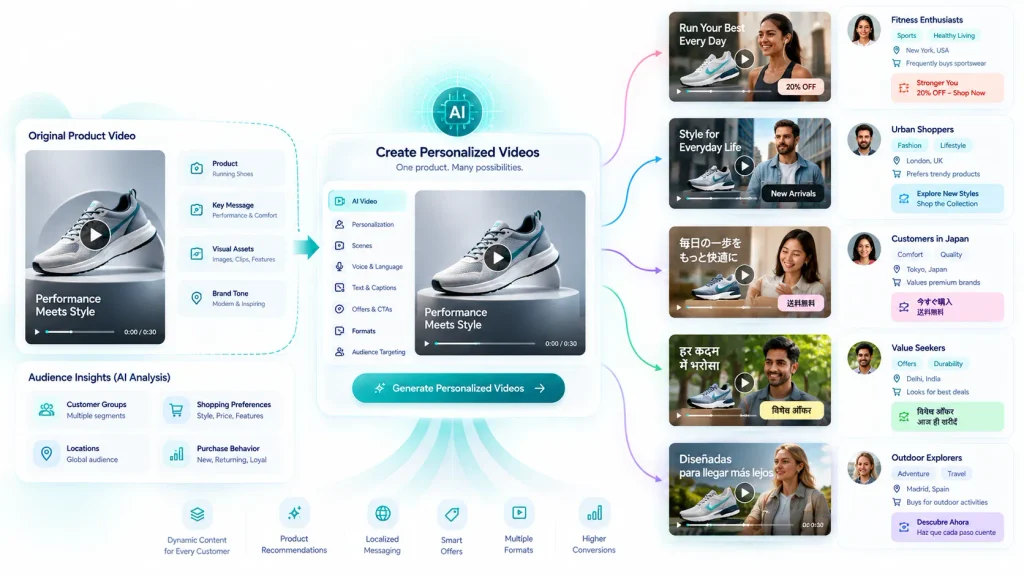 AI video personalization creating different marketing videos for different customers