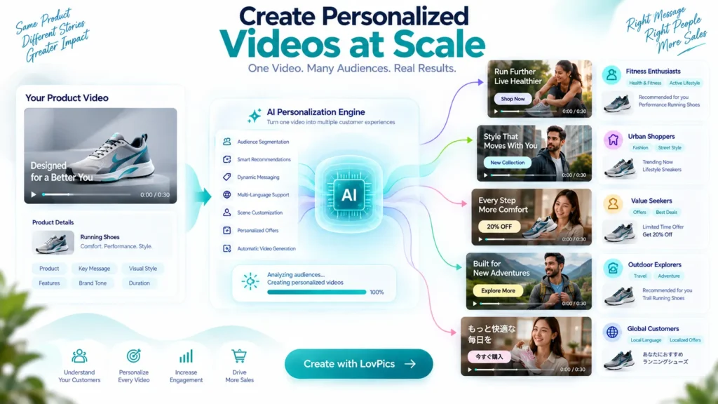 AI video personalization creating different marketing videos for different customers