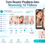 AI video for beauty and cosmetics products showing product application and benefits