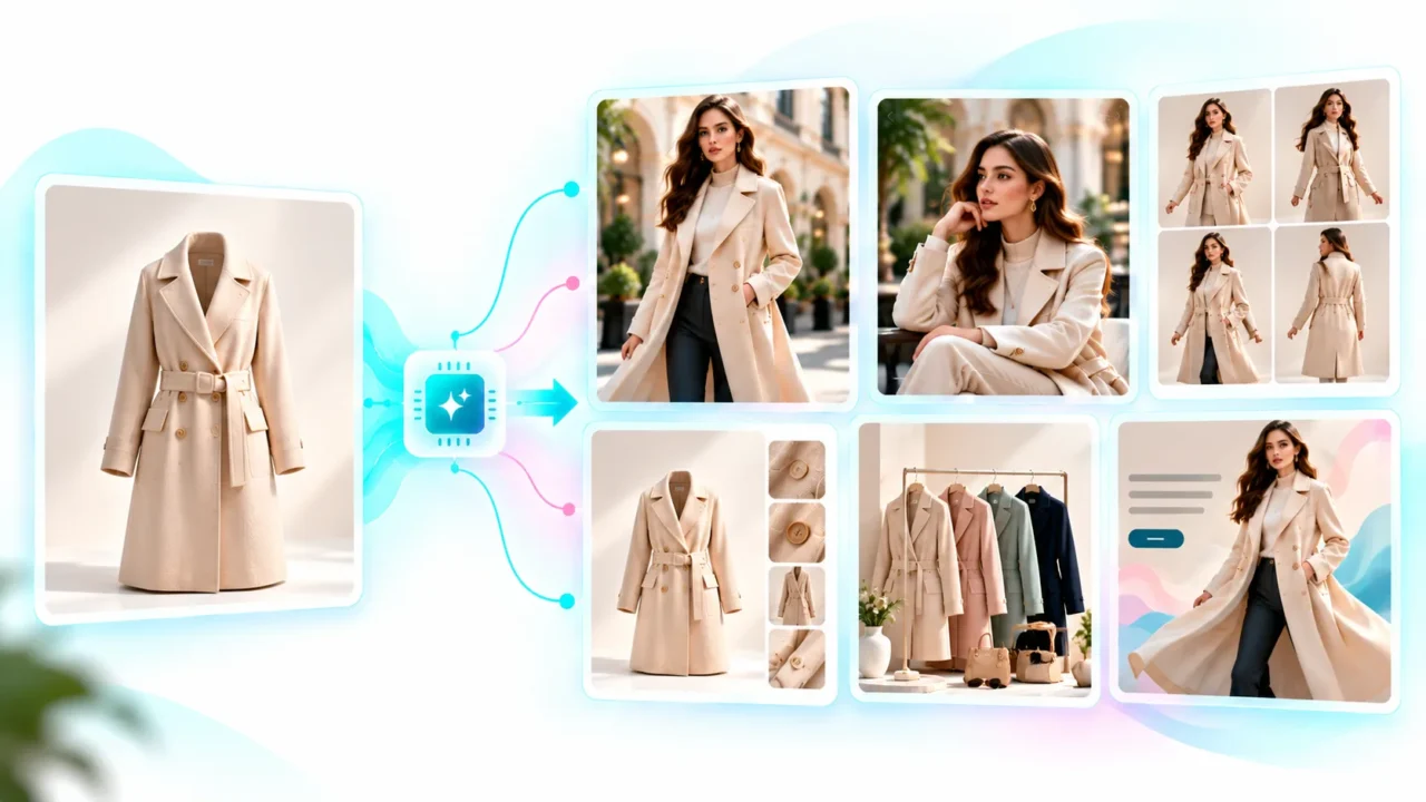 AI product photography for fashion brands creating ecommerce and model images