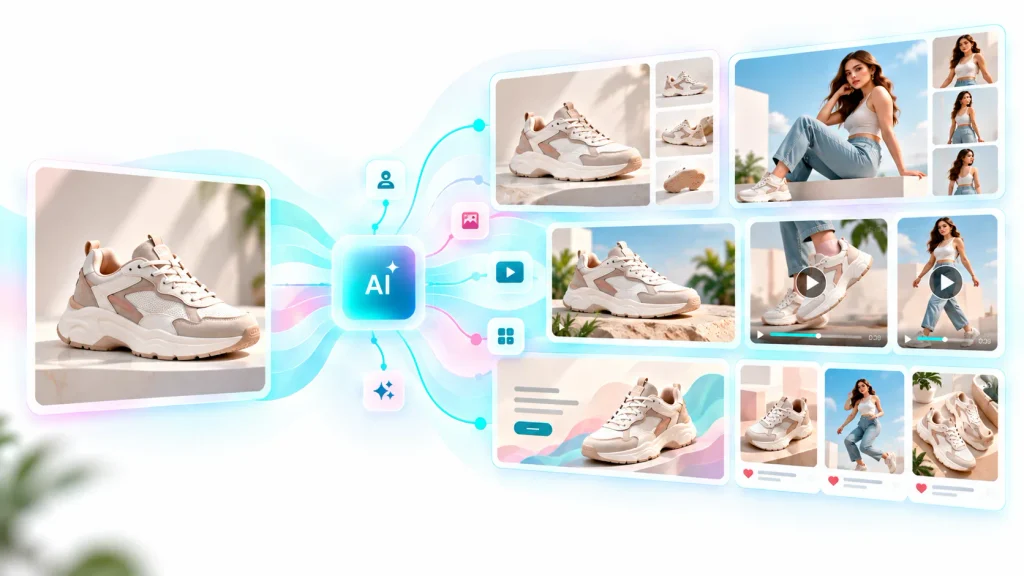 AI visual content for US e-commerce brands creating product photos videos and marketing creatives