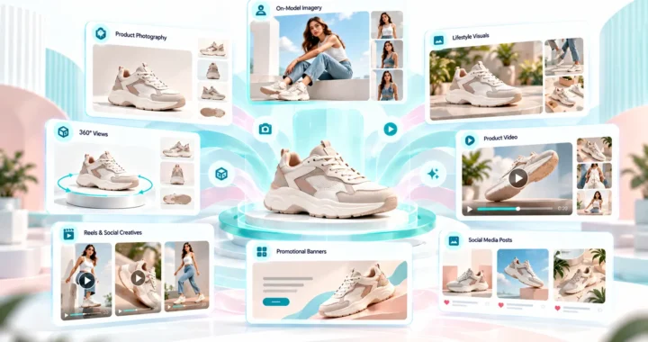 AI visual content for US e-commerce brands creating product photos videos and marketing creatives