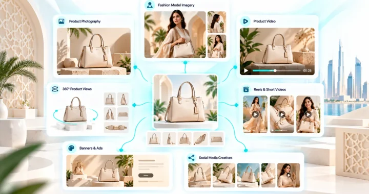 AI visual content for UAE e-commerce brands creating product photos videos and marketing creatives