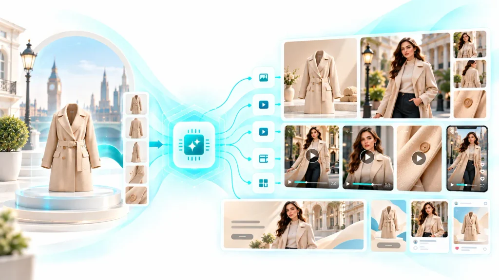 AI visual content for UK e-commerce brands creating product photos videos and marketing creatives